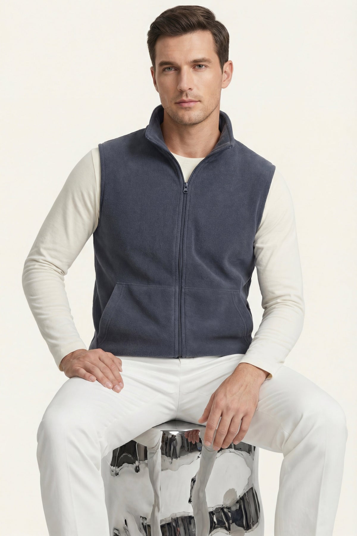 Livigno Brushed Fleece Vest Slate