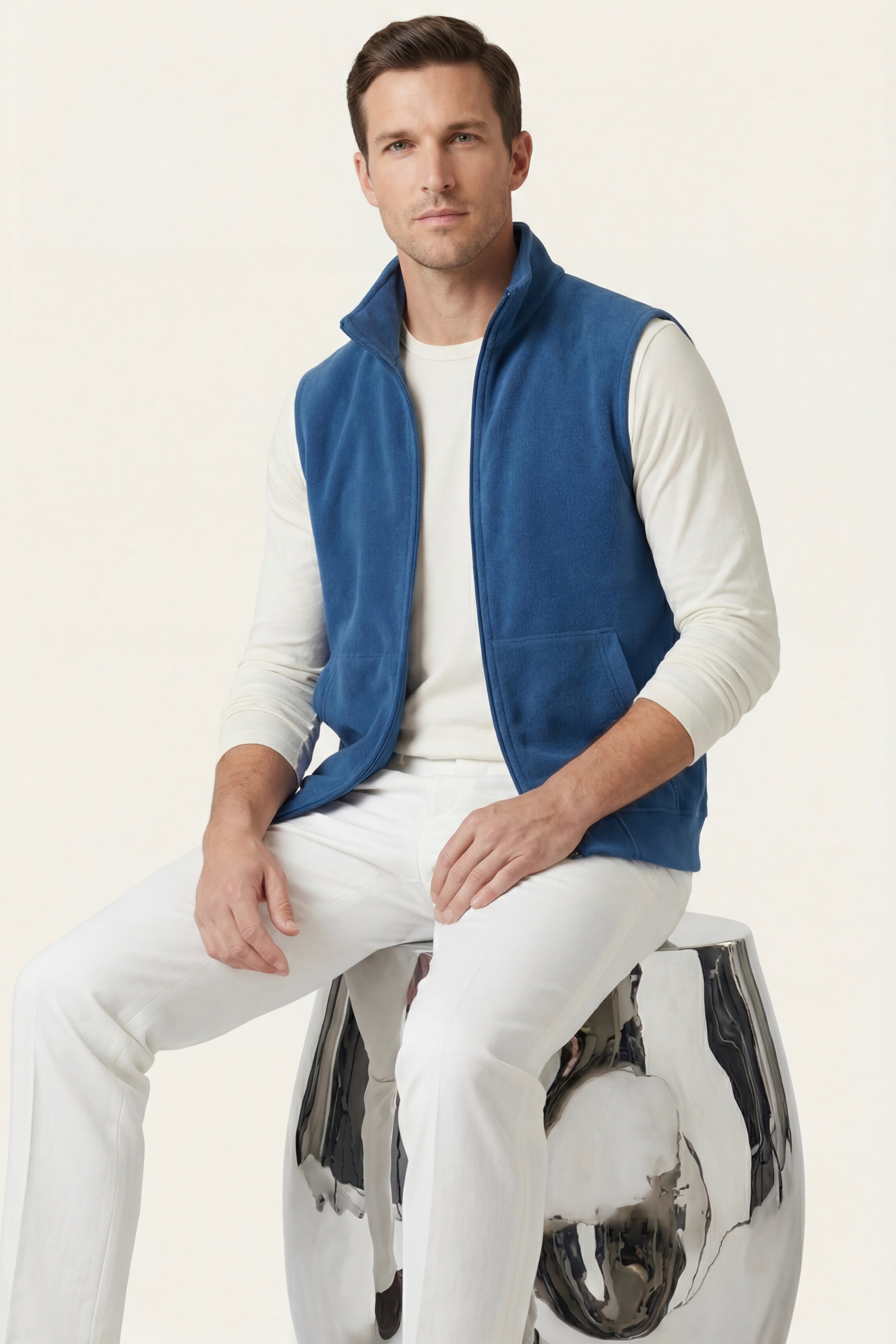 Livigno Brushed Fleece Vest Cobalt