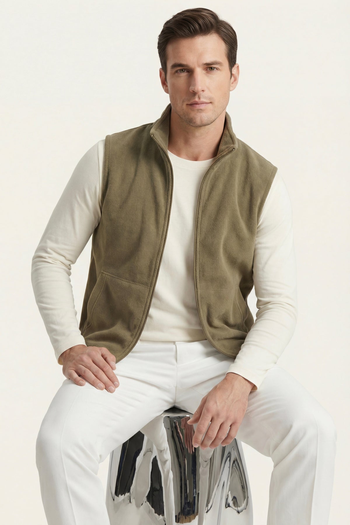 Livigno Brushed Fleece Vest Olive