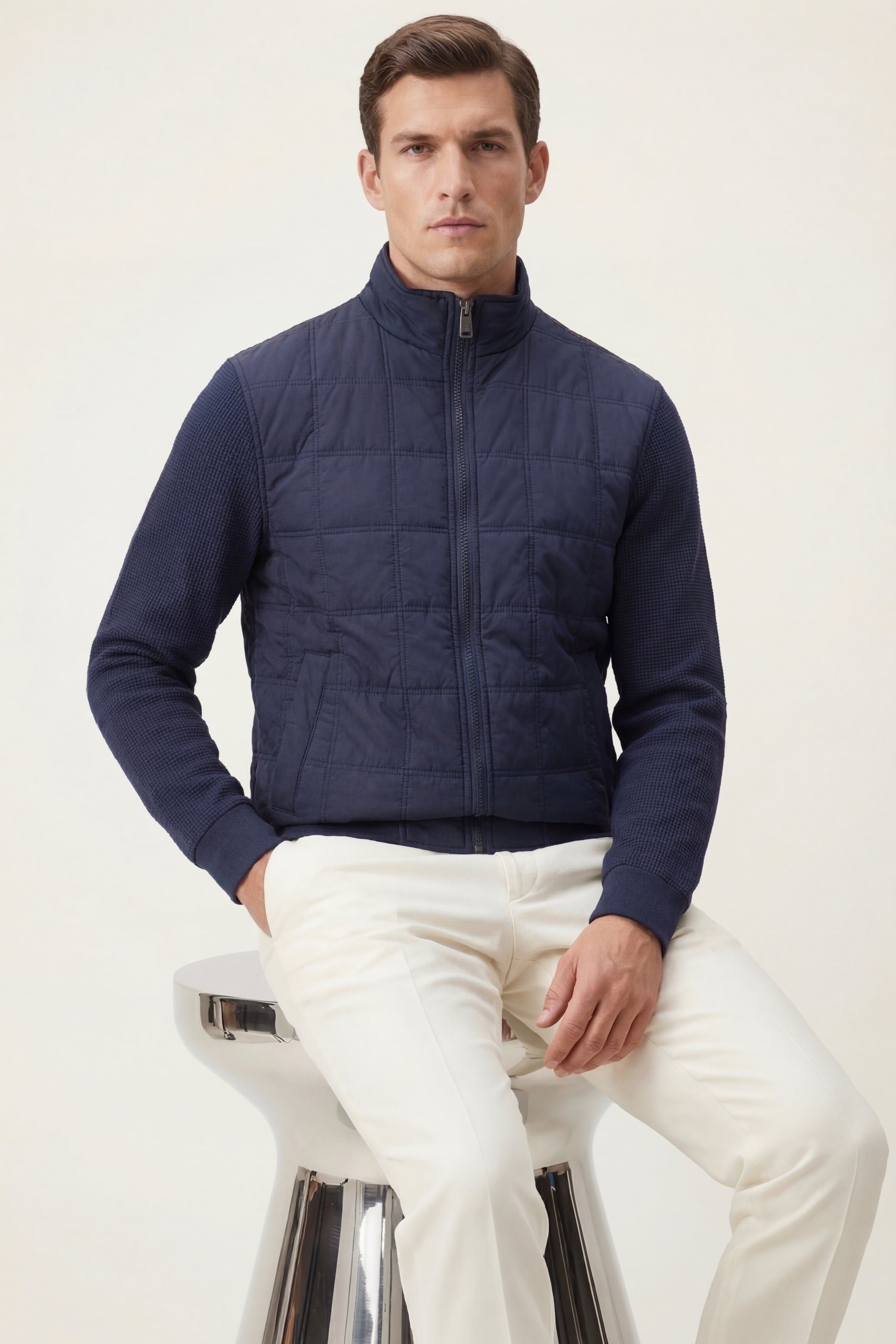 Treviso Quilted Hybrid Jacket Dark Blue