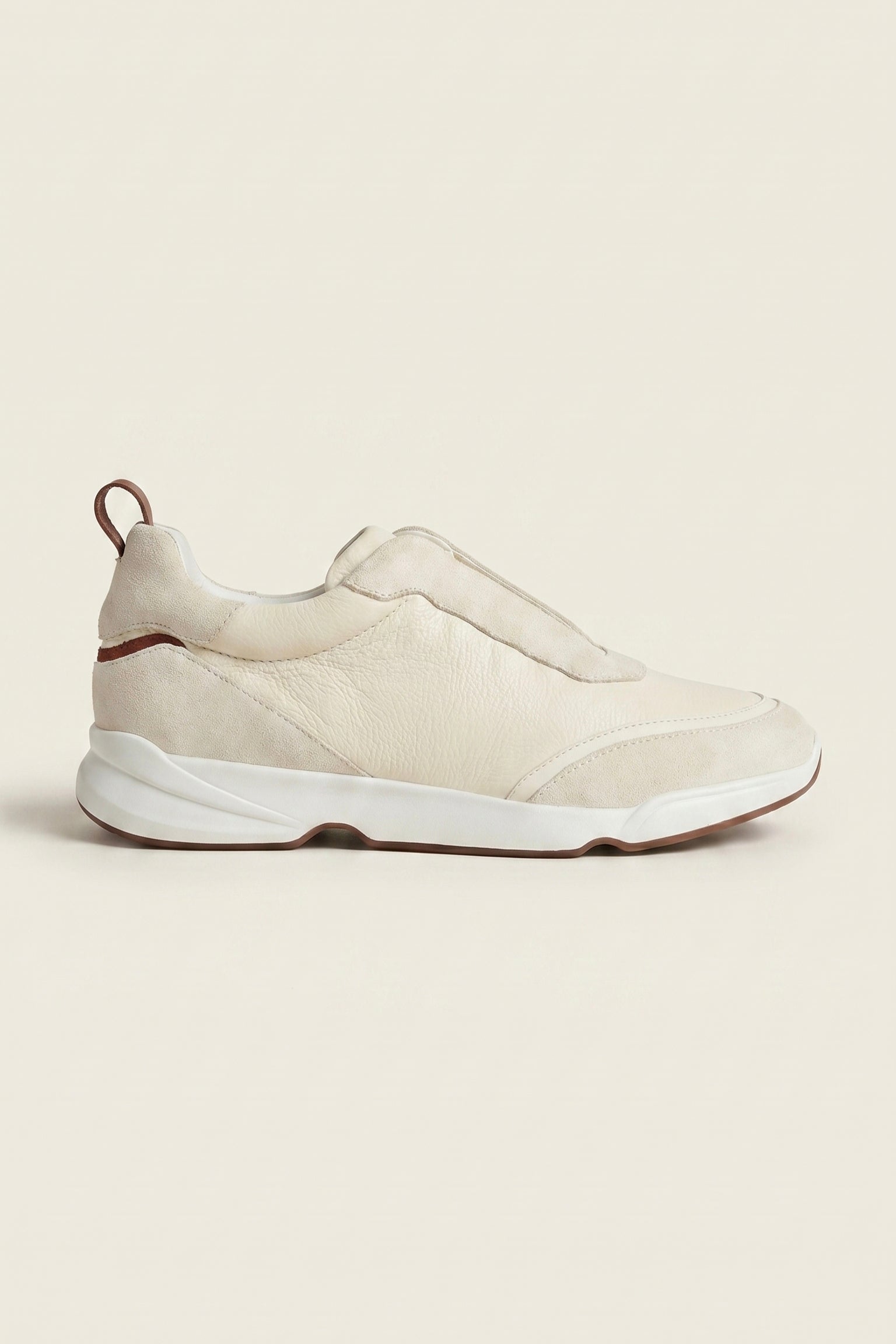 Livorno Leather Slip-On Runner Cream White