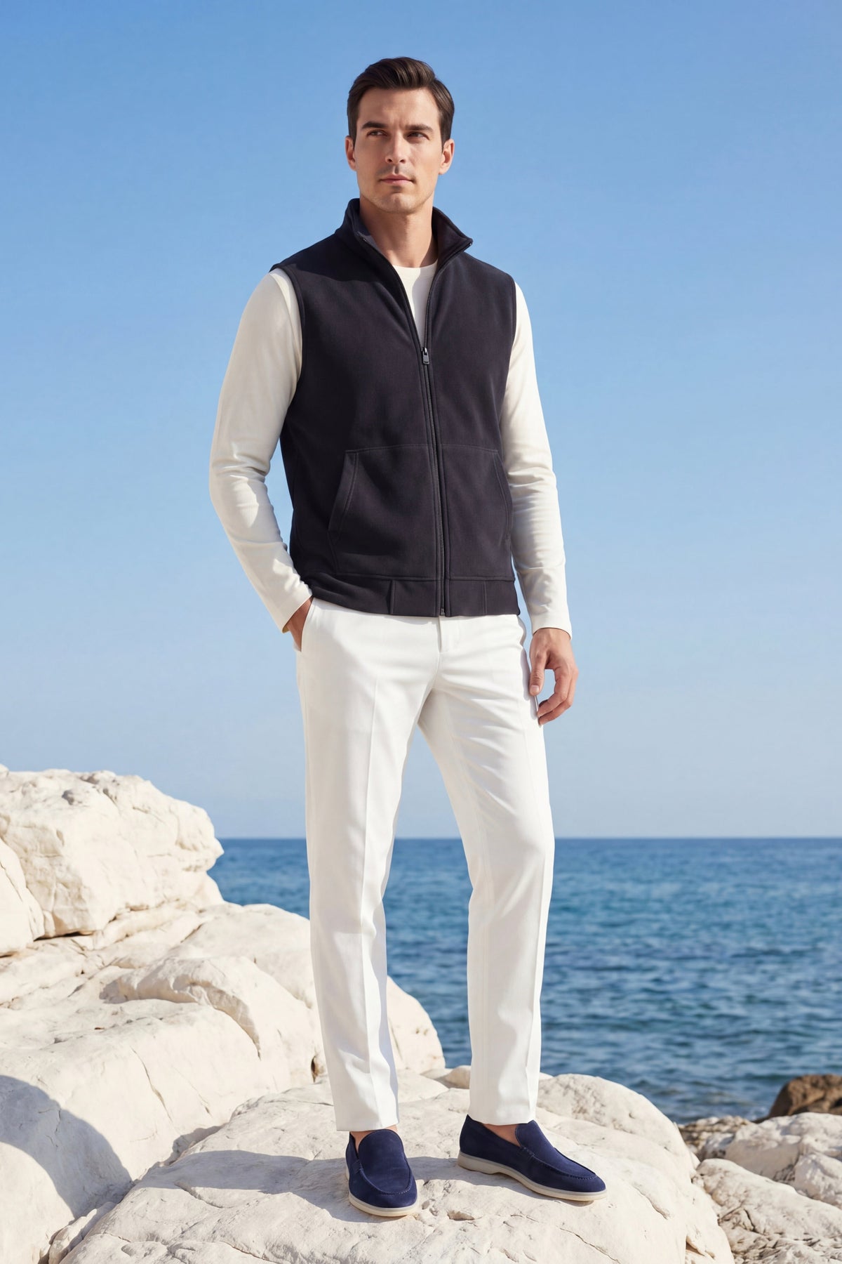 Livigno Brushed Fleece Vest Black