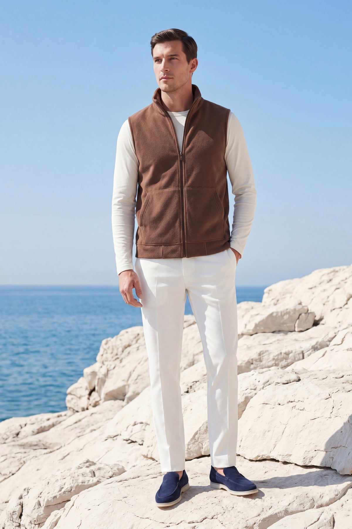 Livigno Brushed Fleece Vest Espresso