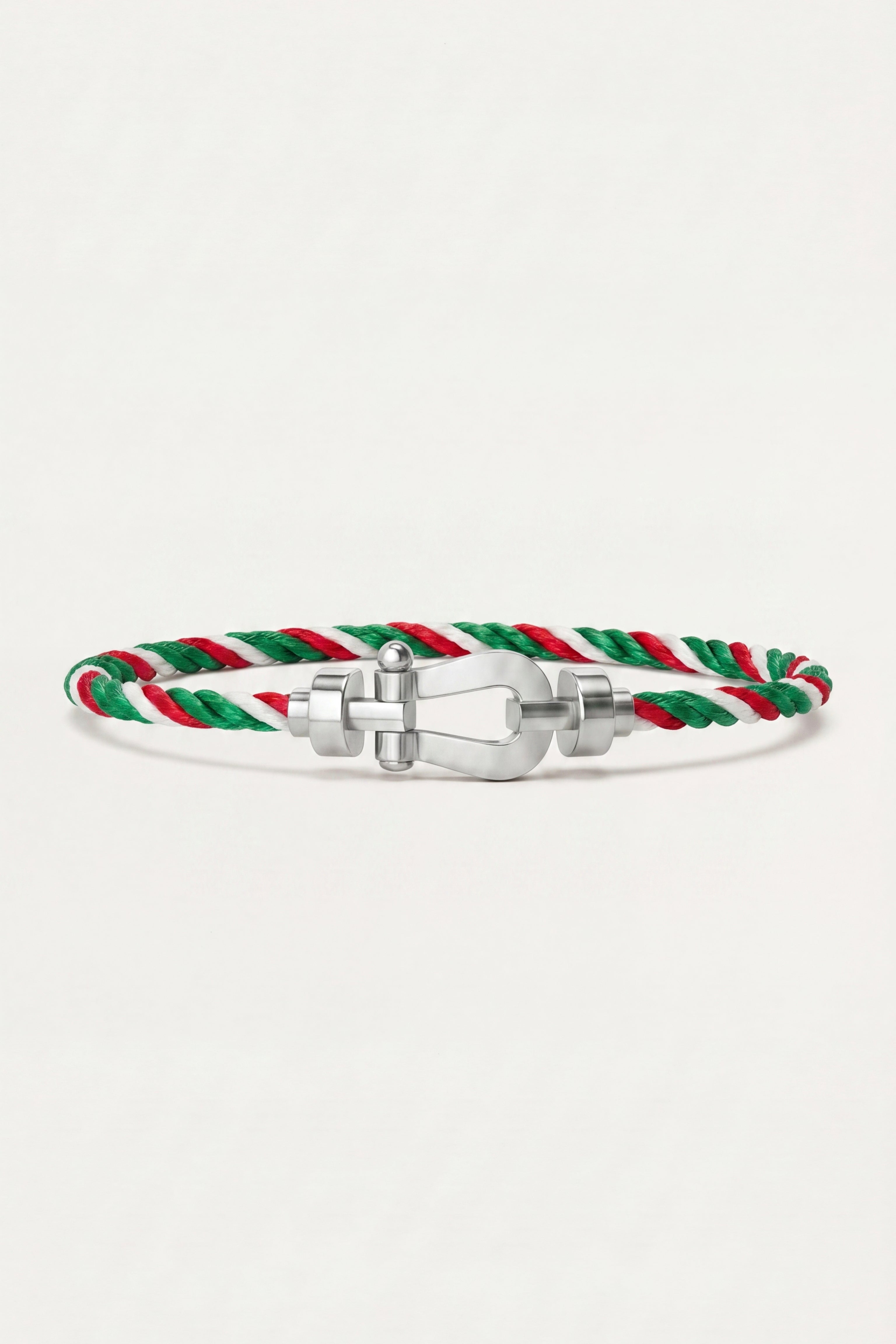 Levanto Platinum Rope Bracelet Green/Red/White