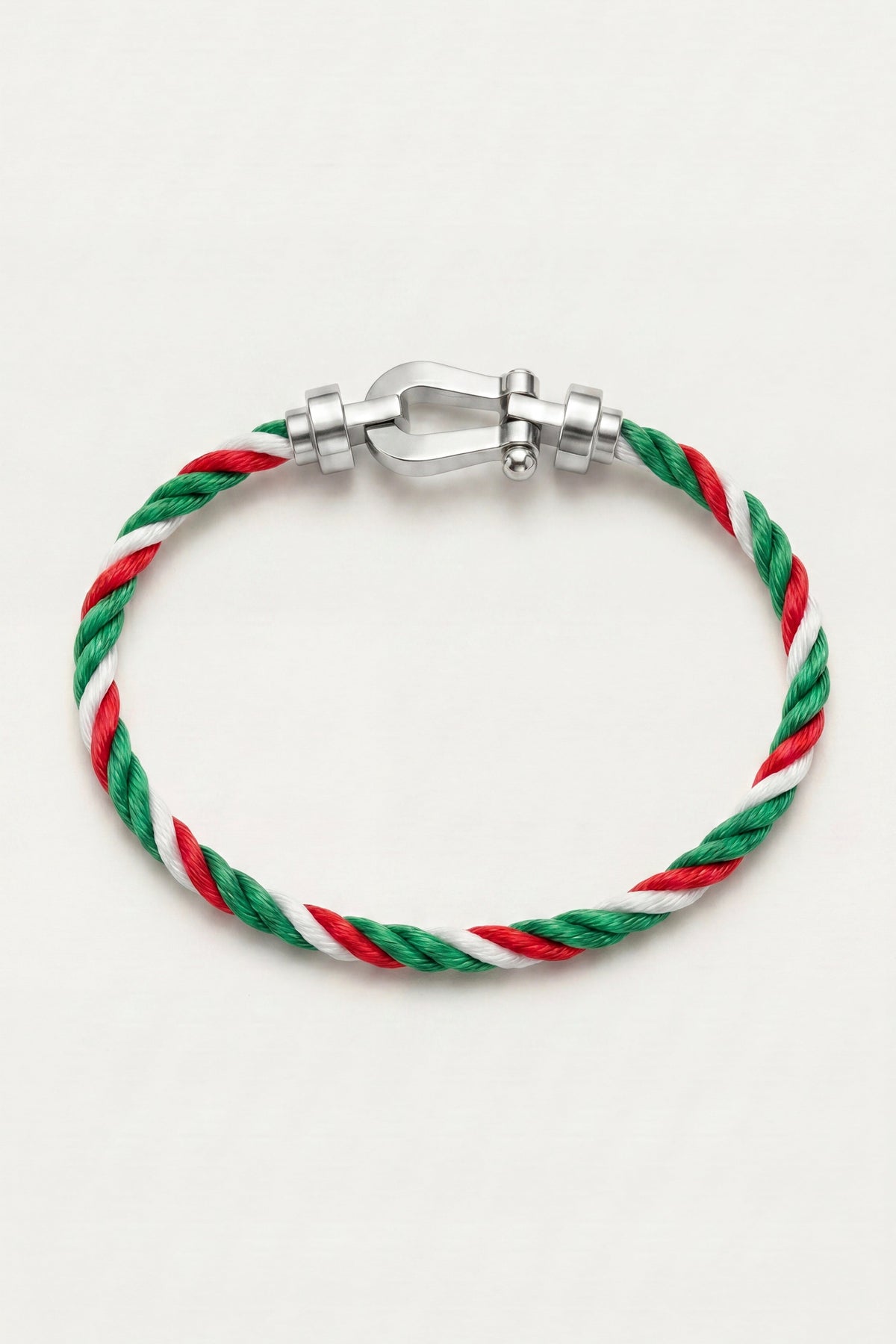 Levanto Platinum Rope Bracelet Green/Red/White