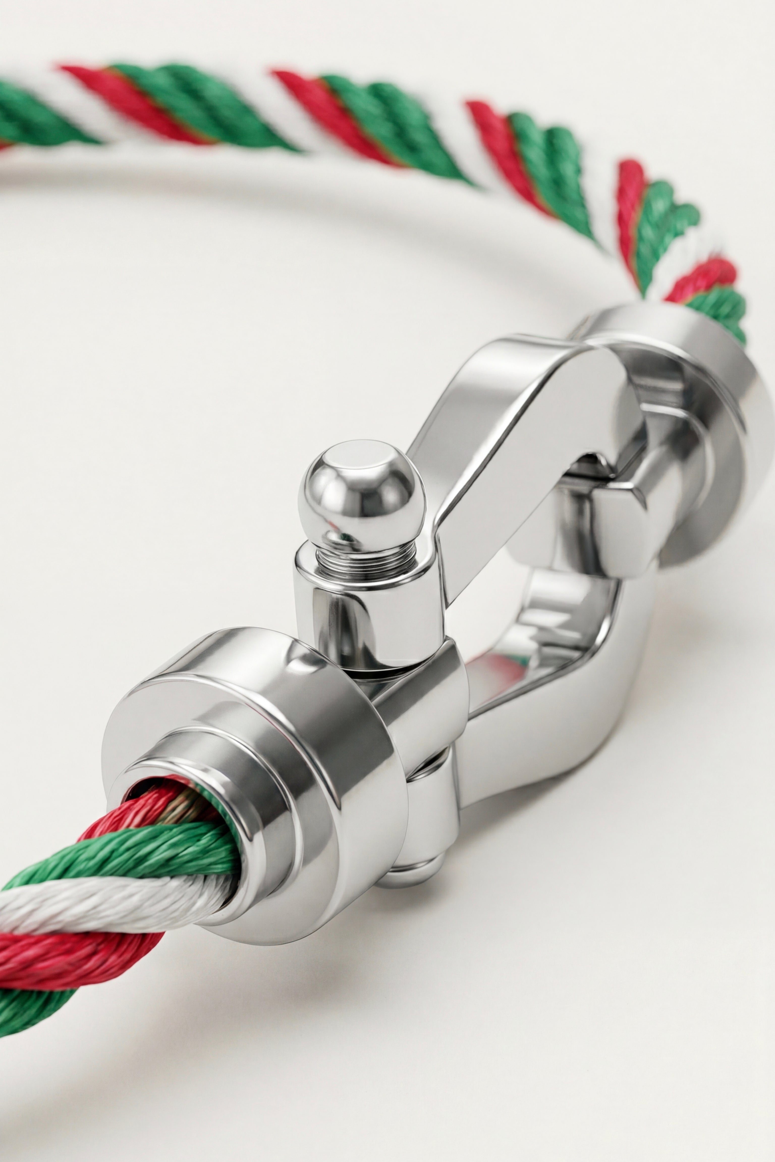 Levanto Platinum Rope Bracelet Green/Red/White