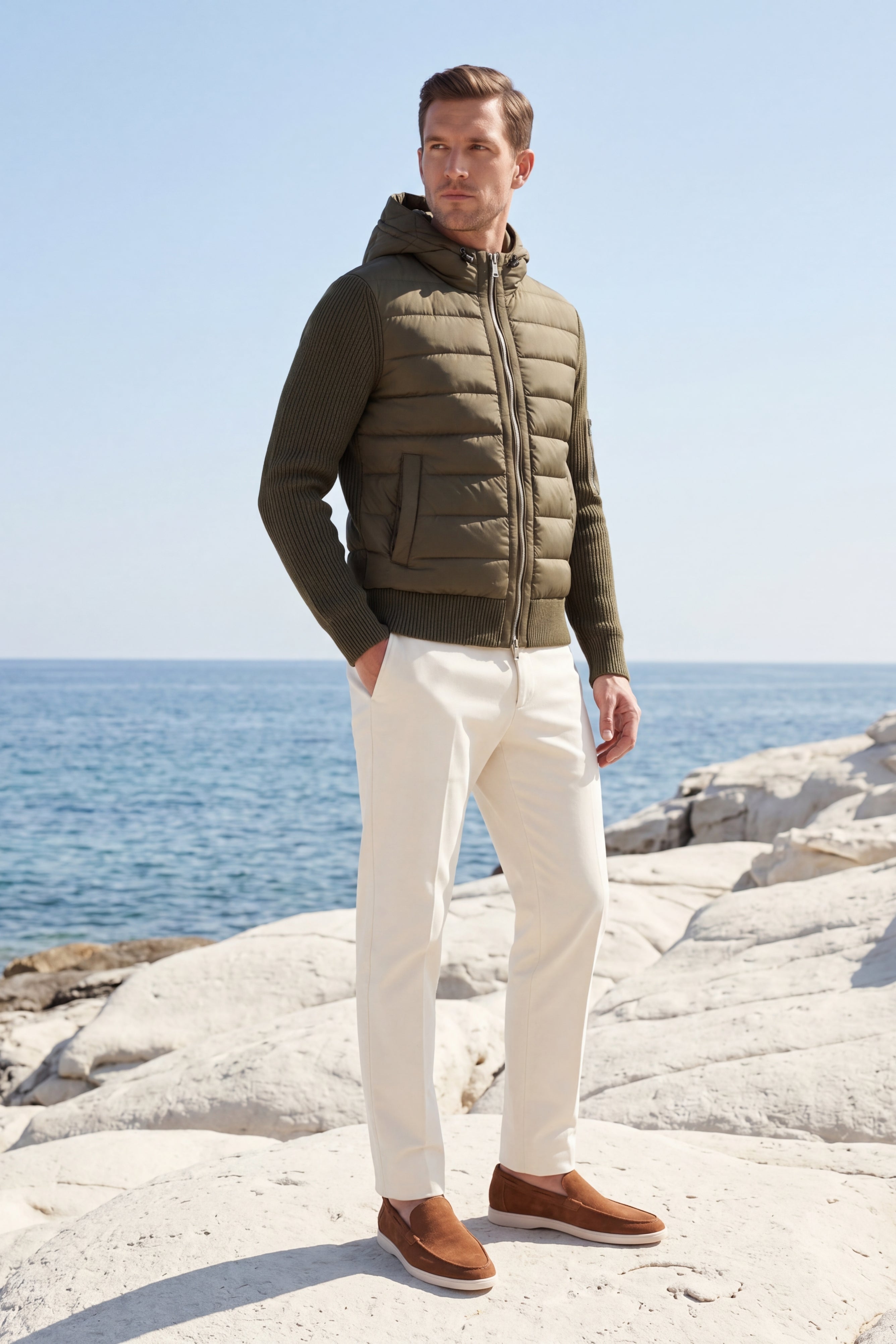 Sondrio Hybrid Zip Jacket Olive