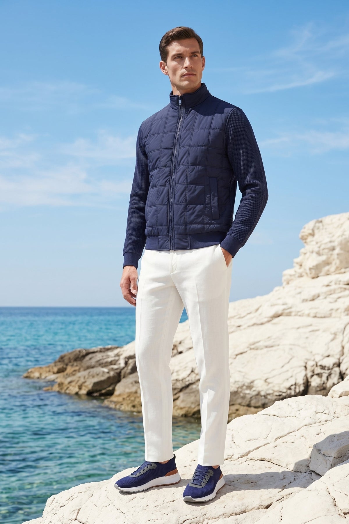 Treviso Quilted Hybrid Jacket Dark Blue