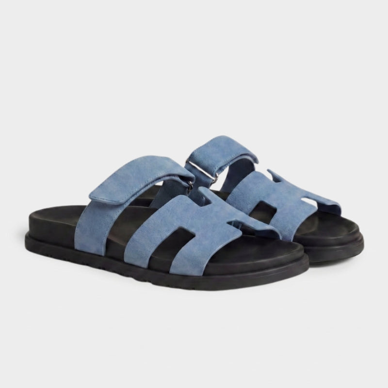 Cannes Slide Suede Slate Blue