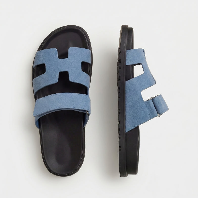 Cannes Slide Suede Slate Blue
