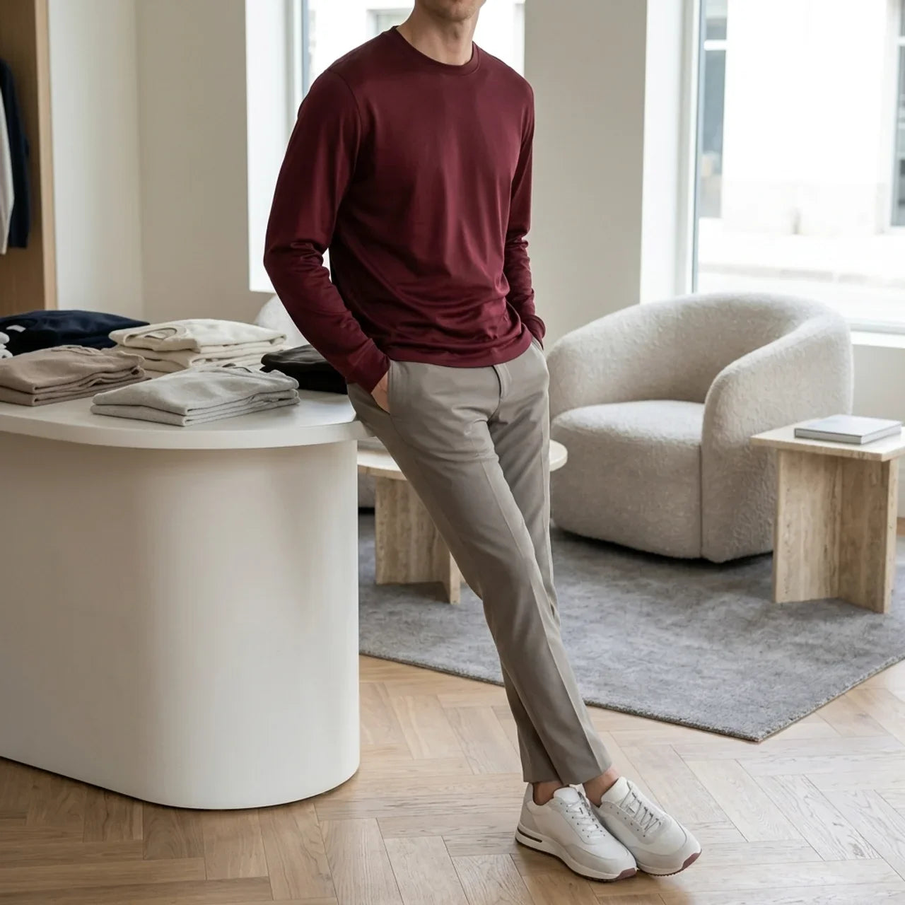 Verona Lustre Longsleeve Burgundy