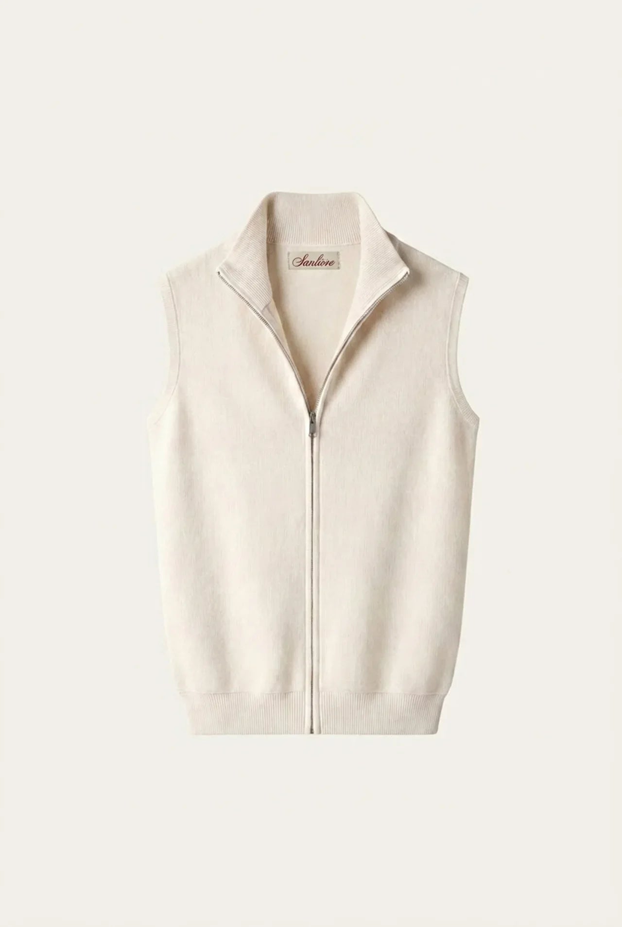 Biella Merino Zip Vest Ivory