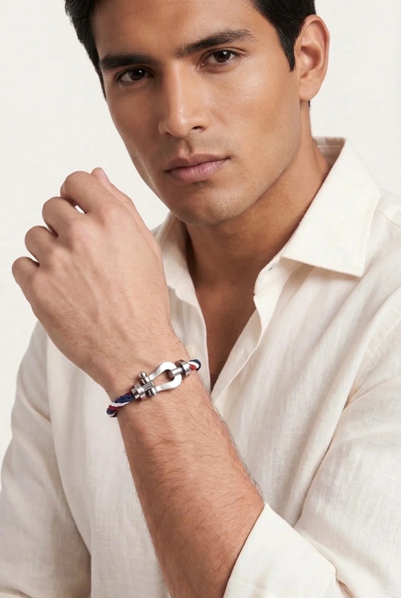 Levanto Platinum Rope Bracelet Blue/Red/White