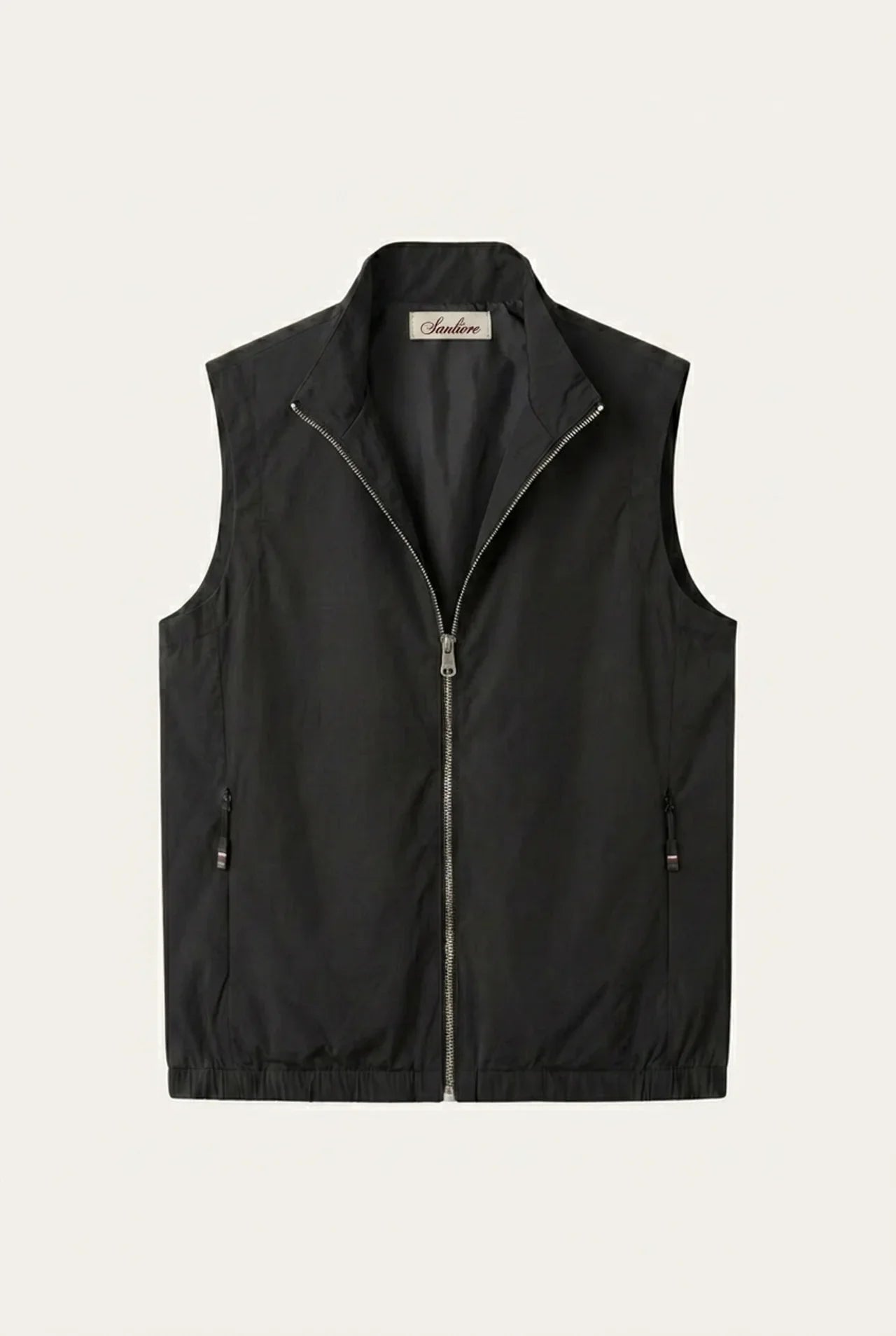 Lecco Stand-Collar Zip Vest Black