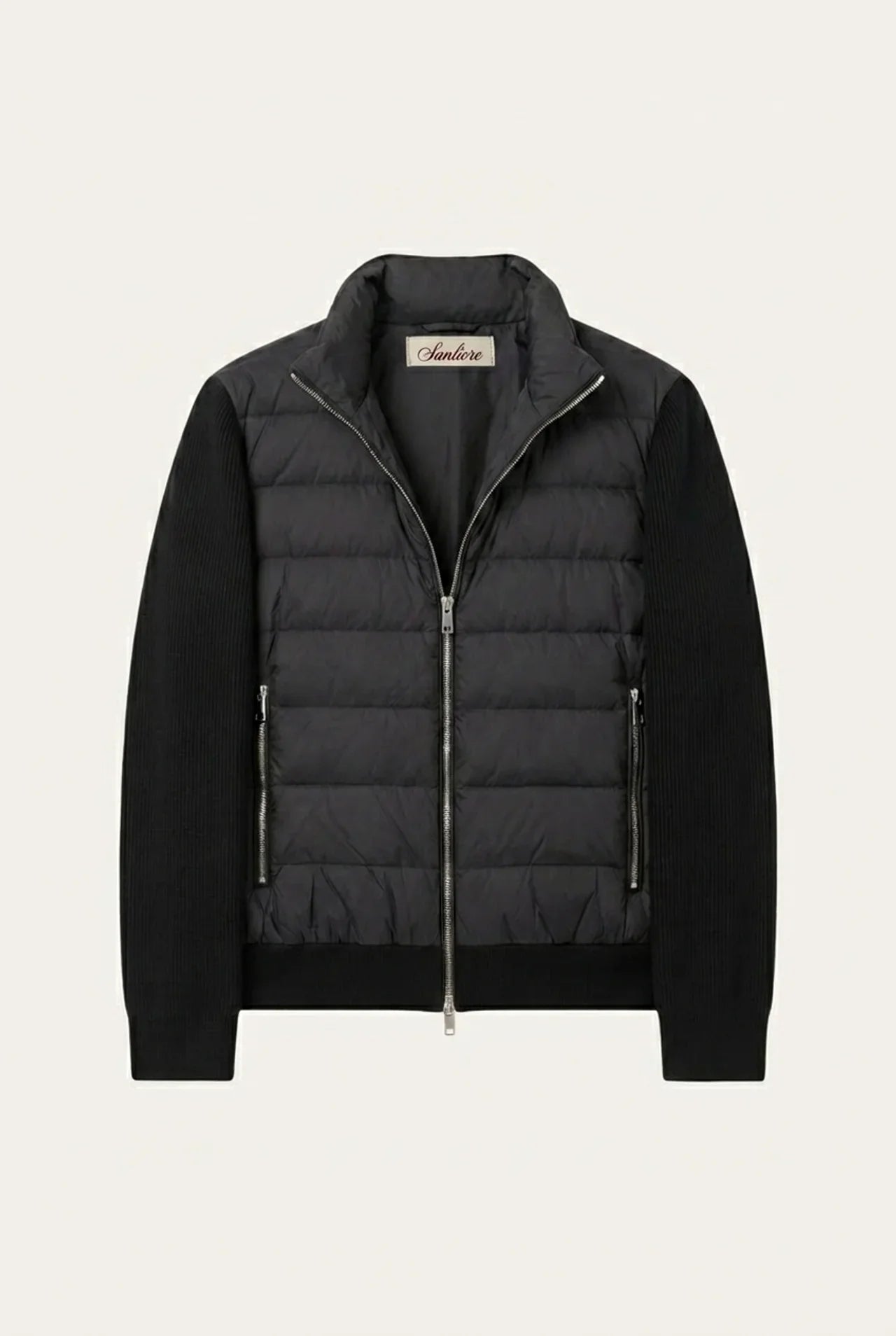 Ferrara Quilted Knit Hybrid Jacket Black