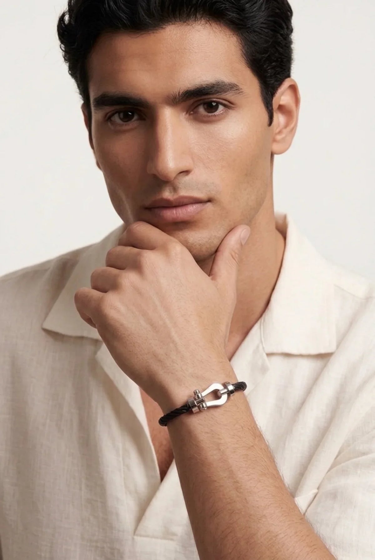 Levanto Platinum Rope Bracelet Onyx Black