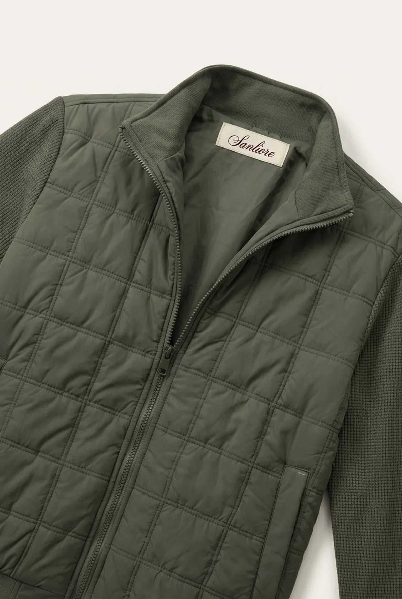 Treviso Quilted Hybrid Jacket Olive Green
