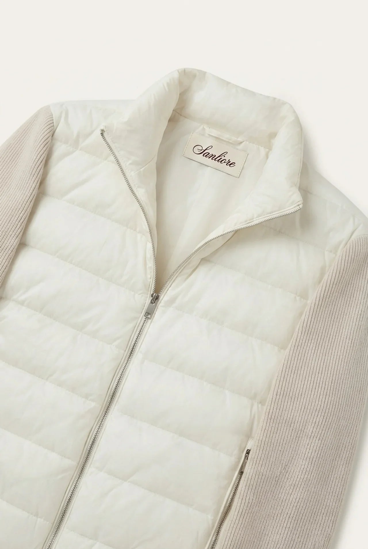 Ferrara Quilted Knit Hybrid Jacket Off White