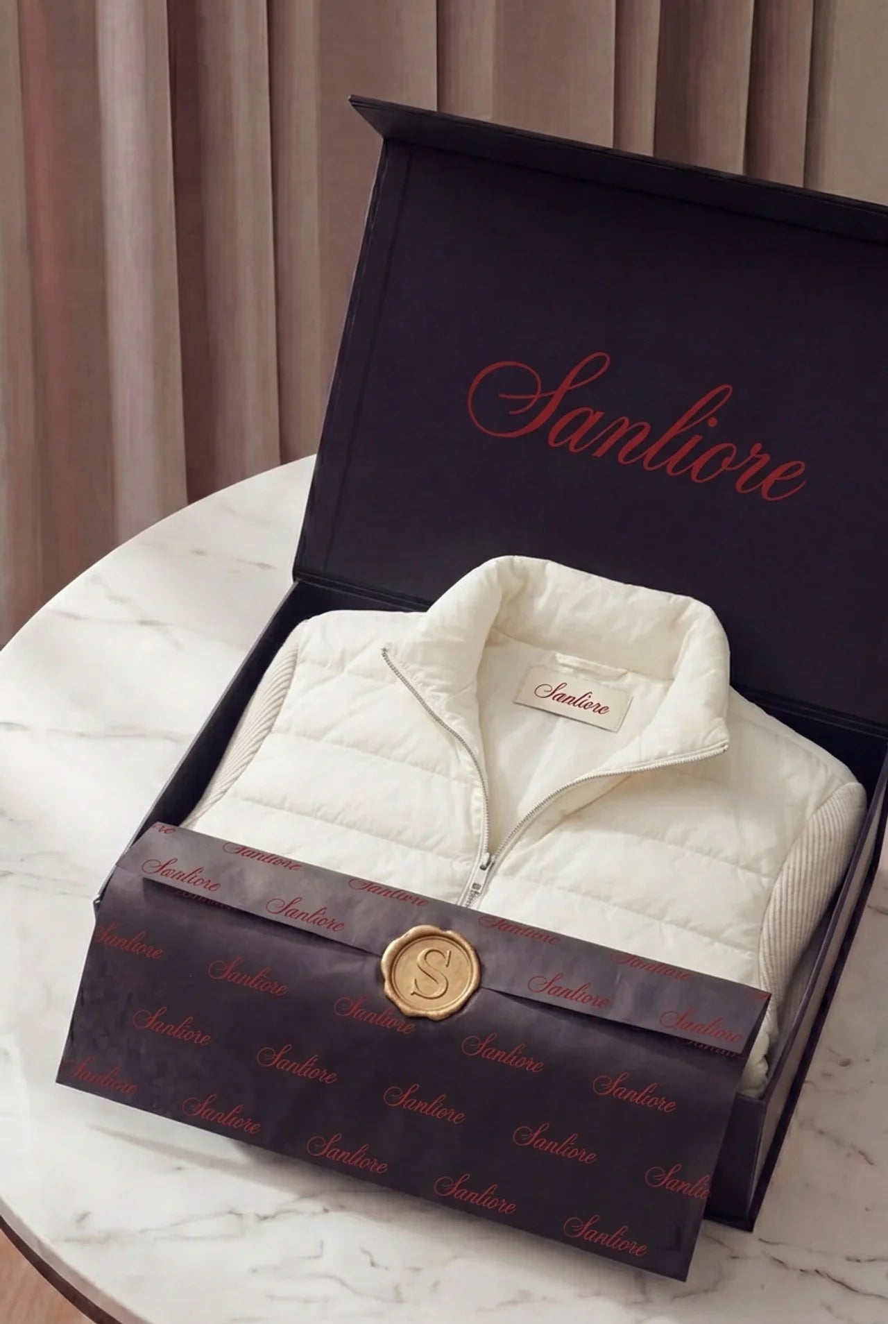 Ferrara Quilted Knit Hybrid Jacket Off White
