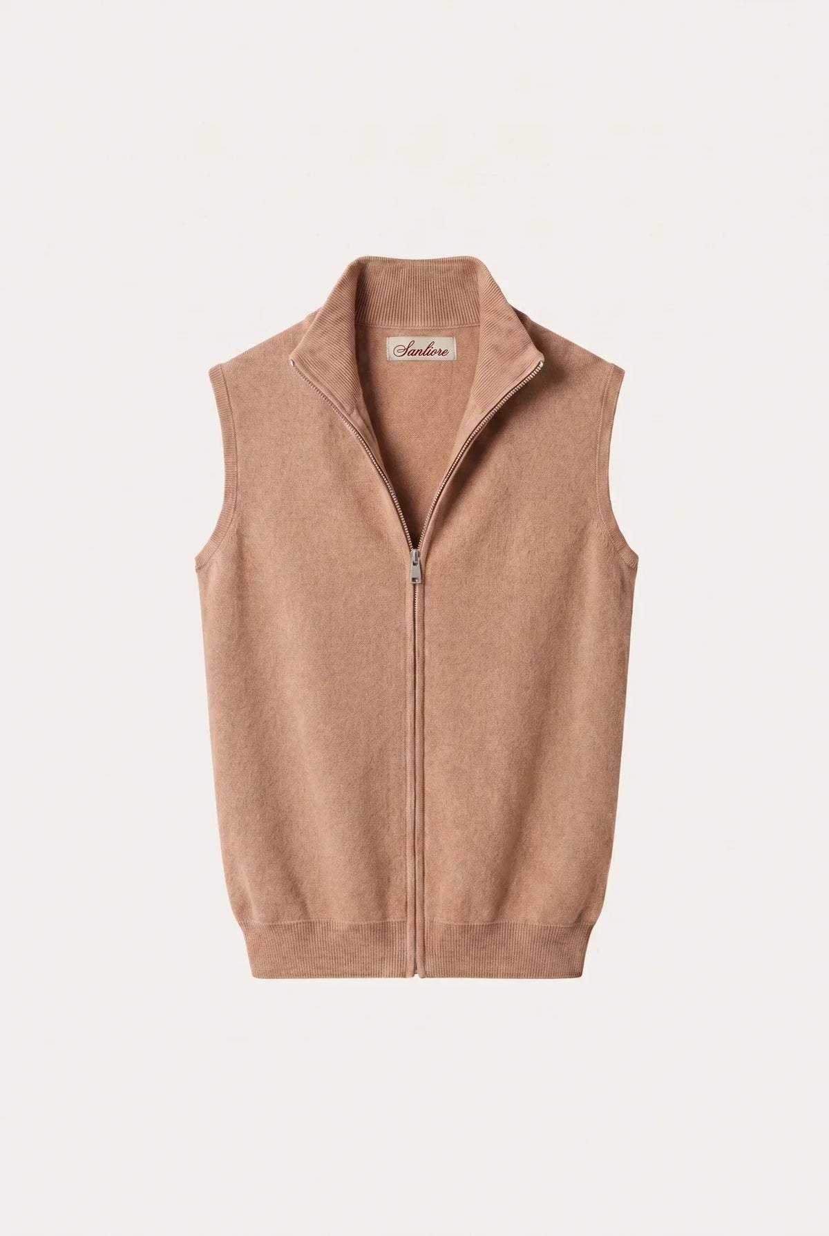 Biella Merino Zip Vest Camel