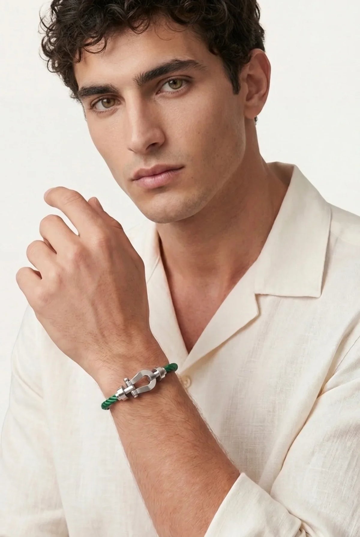 Levanto Platinum Rope Bracelet Emerald Green
