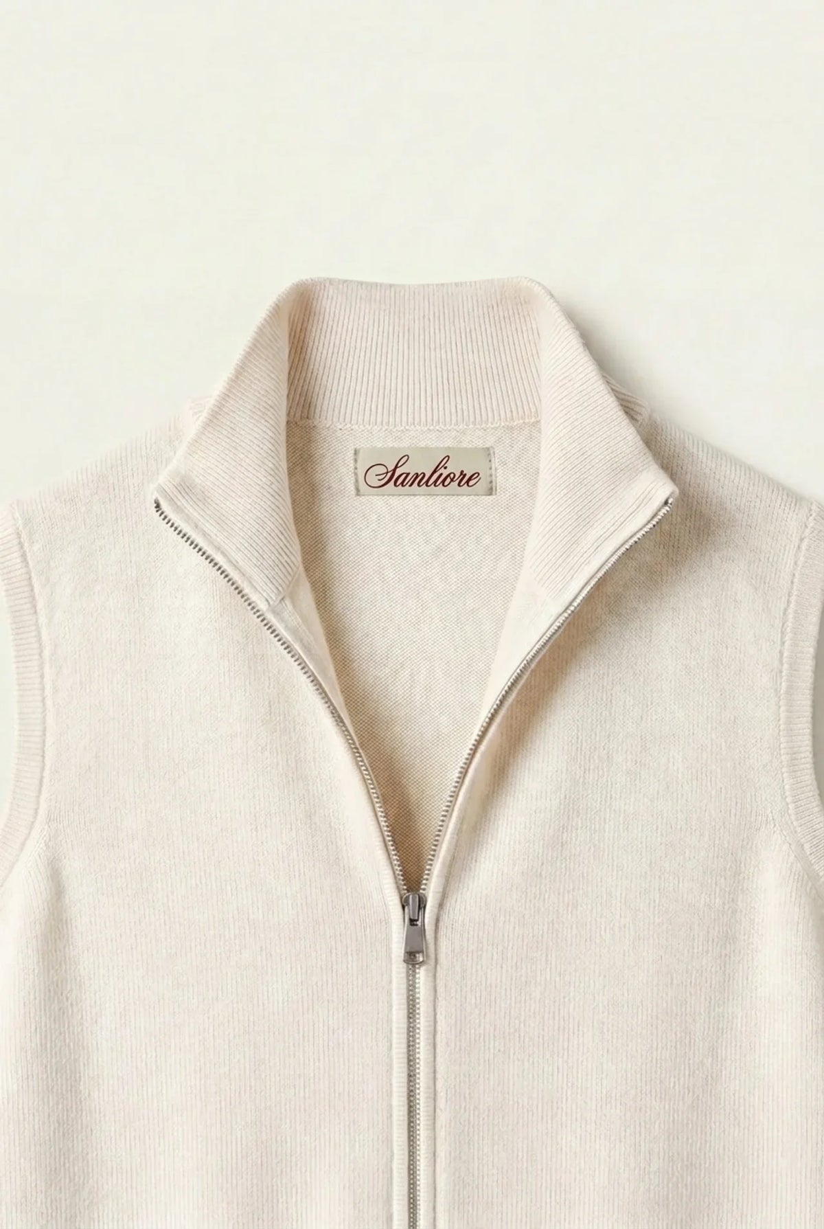 Biella Merino Zip Vest Ivory