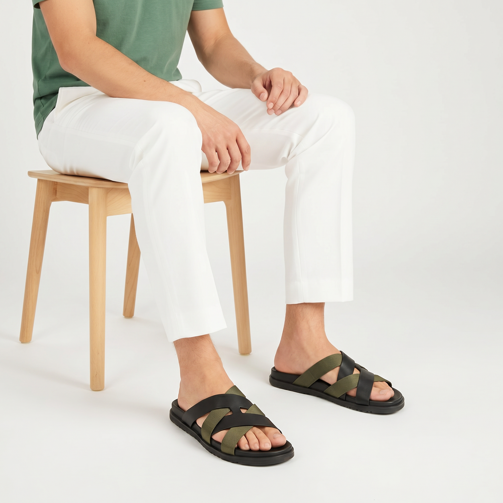 Riviera Cross Sandal Black/Olive