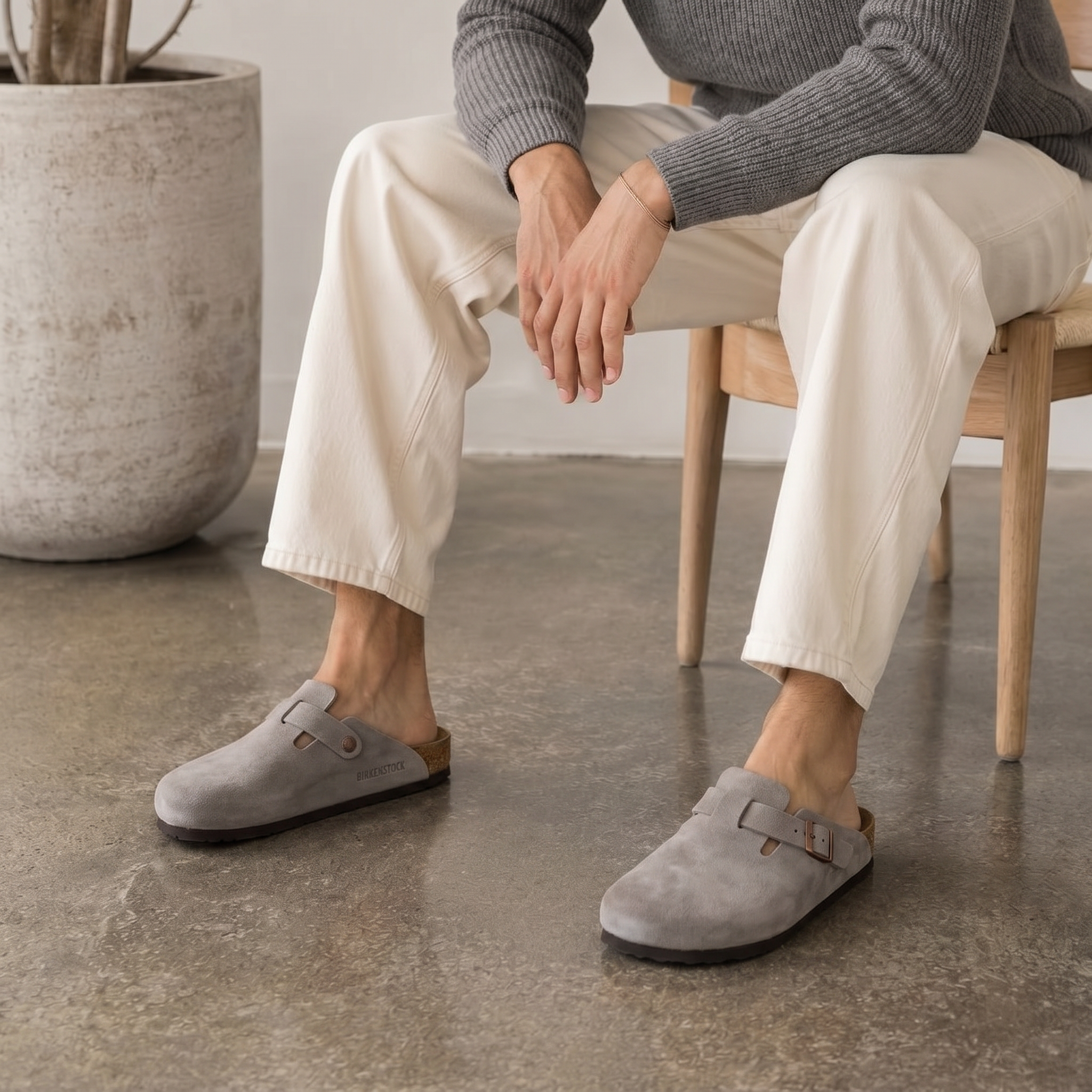 Tropea Suede Clog Stone
