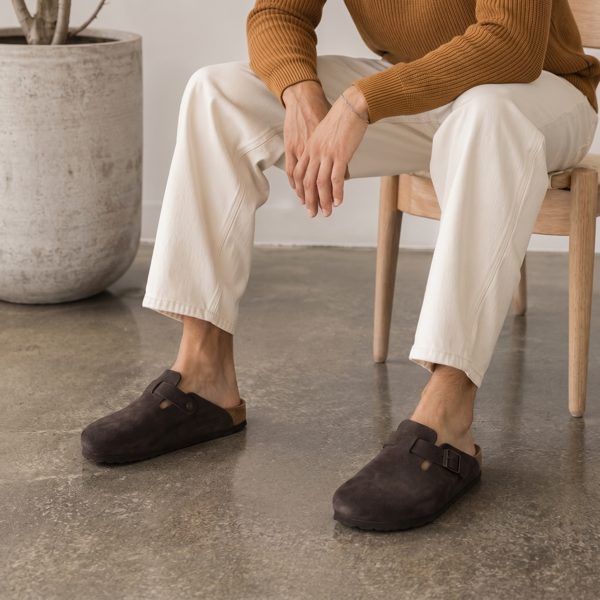 Tropea Suede Clog Dark Brown